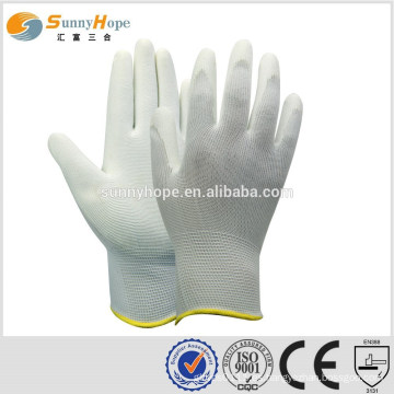 Sunnyhope 13 Gauge guantes de poliéster blancos pu revestidos